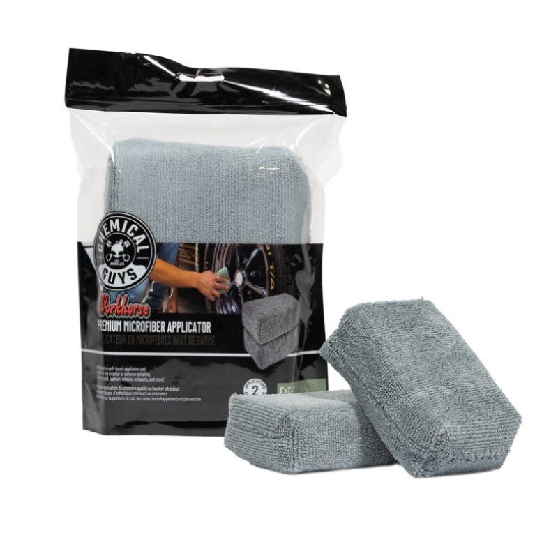 Chemical Guys Workhorse Microfiber Applicator - 5in x 3in x 1.5in - Gray - 2 Pack