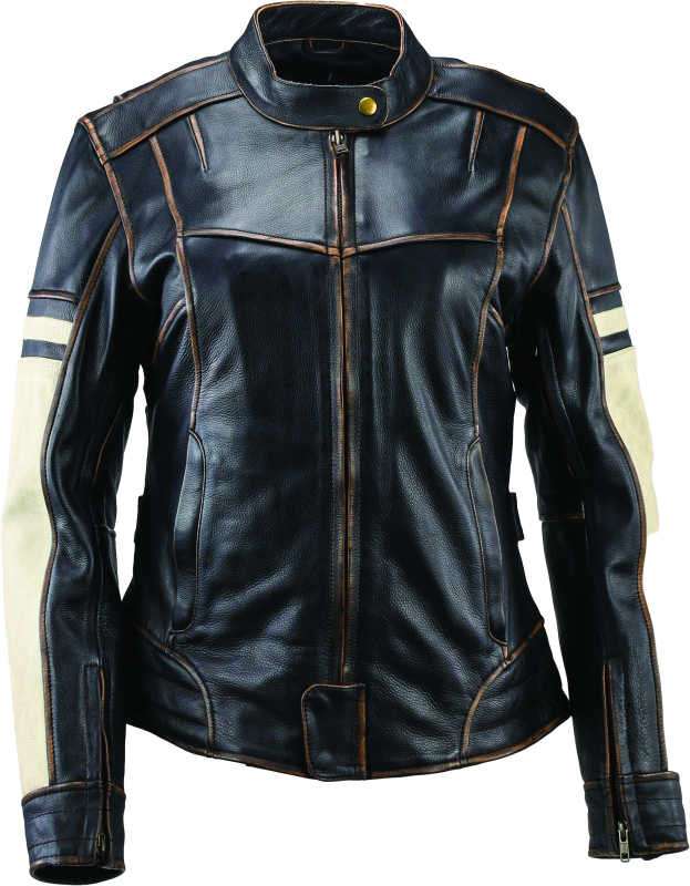 River Road Dame Vintage Leather Jacket Black Womens - Medium