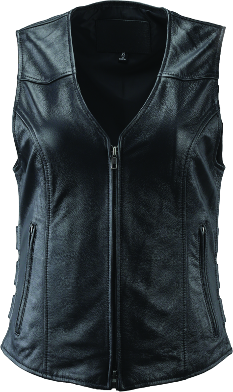 River Road Plains Leather Vest Black Womens - Small