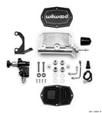 Wilwood Compact Tandem M/C - 7/8in Bore - w/Bracket and Valve (Pushrod) - Ball Burnished