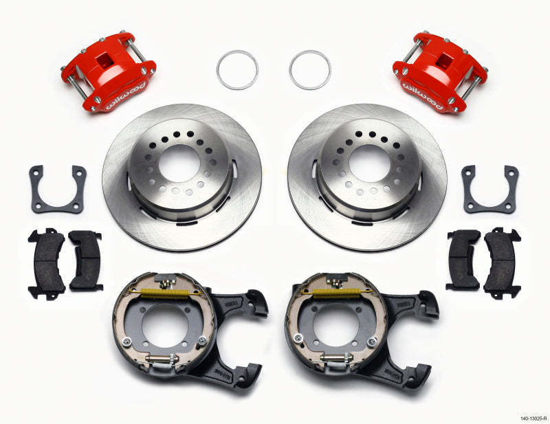 Wilwood D154 P/S Park Brake Kit Red 12 Bolt 2.81in Offset Staggered Shock