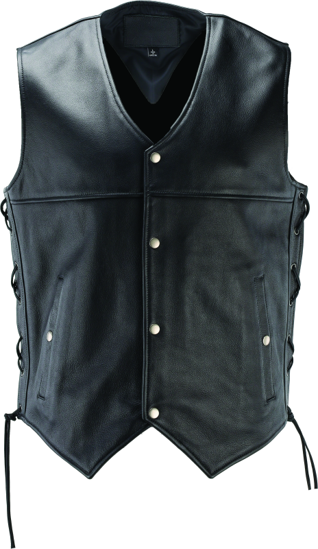 River Road Old Skool Leather Vest Black - Large