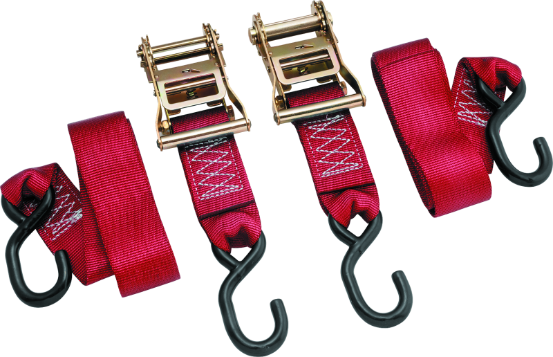 BikeMaster 2x84in Ratchet Tiedown Pair - Red