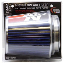 Load image into Gallery viewer, K&amp;N Universal Air Filter Chrome Round Tapered Blue - 4in Flange ID x 1.125in Flange Length x 5.5in H