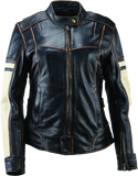 River Road Dame Vintage Leather Jacket Black Womens - XL