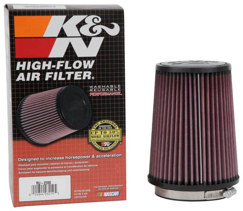 K&N Filter Universal Rubber Filter 4 inch Flange 5 3/8 inch Base 4 3/8 inch Top 7 inch Height