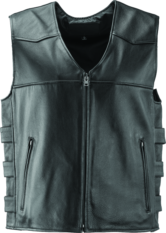 River Road Plains Leather Vest Black - Small