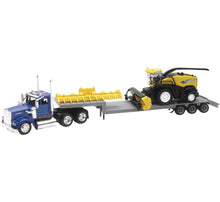 Load image into Gallery viewer, New Ray Toys Kenworth Lowboy with New Holland Harvester FR920/ Scale - 1:43