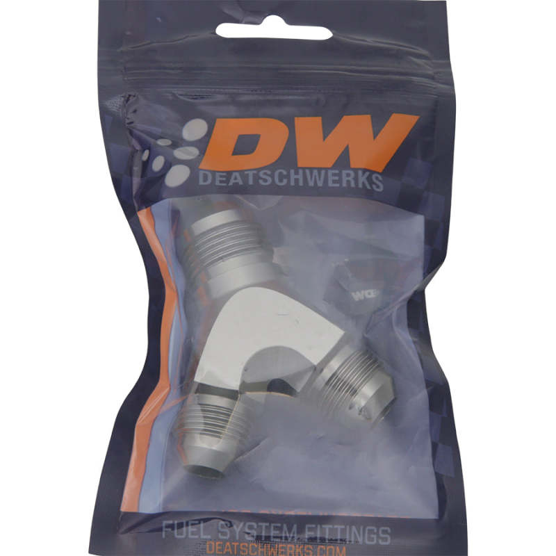 DeatschWerks 8AN Male Flare + 8AN Male Flare to 10AN Male Flare Y Block Fitting