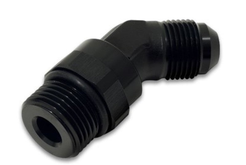 Vibrant -6AN Male Flare to Male -8AN ORB Swivel 45 Degree Adapter Fitting - Anodized Black