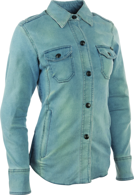 Speed and Strength Speed Society Armored Moto Shirt Denim Blue Womens - XS