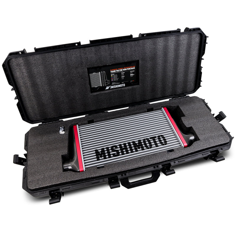 Mishimoto Universal Carbon Fiber Intercooler - Gloss Tanks - 450mm Gold Core - C-Flow - C V-Band