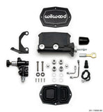 Wilwood Compact Tandem M/C - 1.12in Bore w/RH Bracket and Valve (Mustang Pushrod) - Black