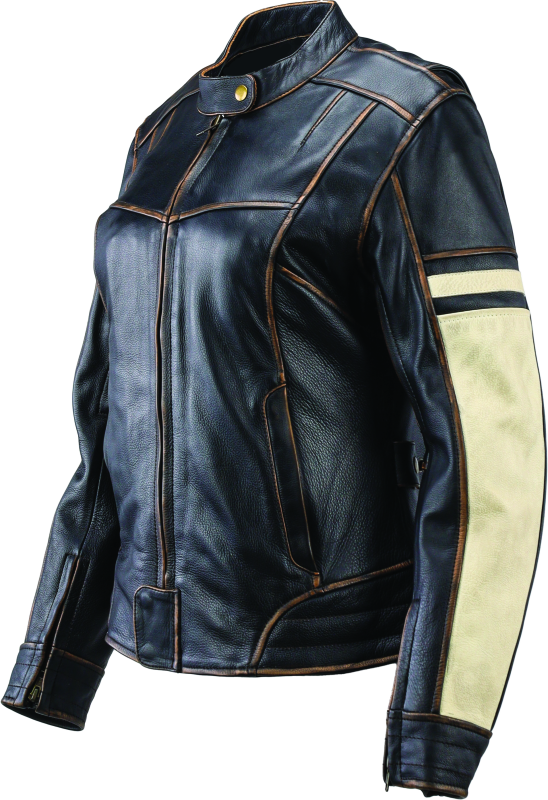 River Road Dame Vintage Leather Jacket Black Womens - Small