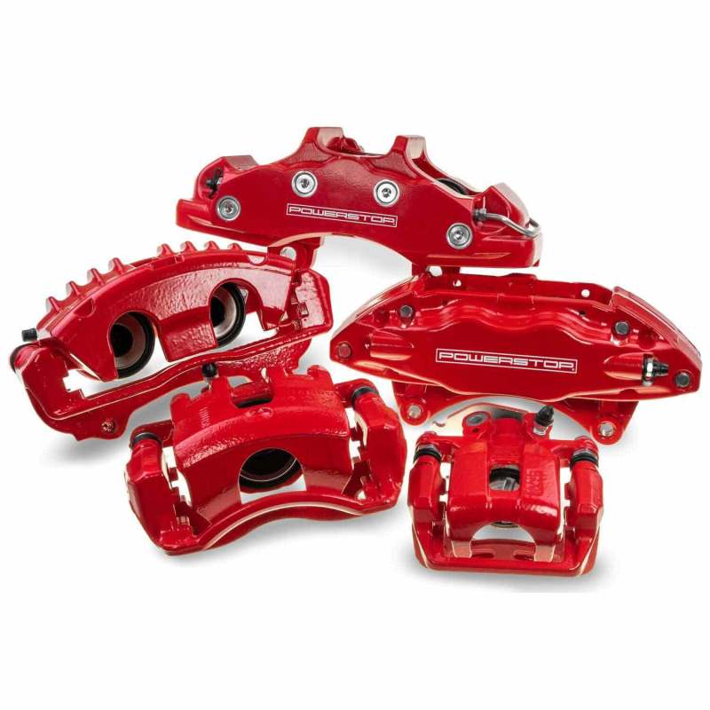 Power Stop 08-13 BMW 328i Front Red Calipers w/Brackets - Pair