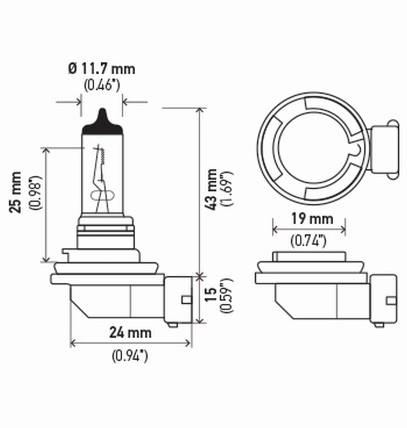 Hella H11 12V 55W PGJ19-2 T4 +50 Performance Halogen Bulb - Pair