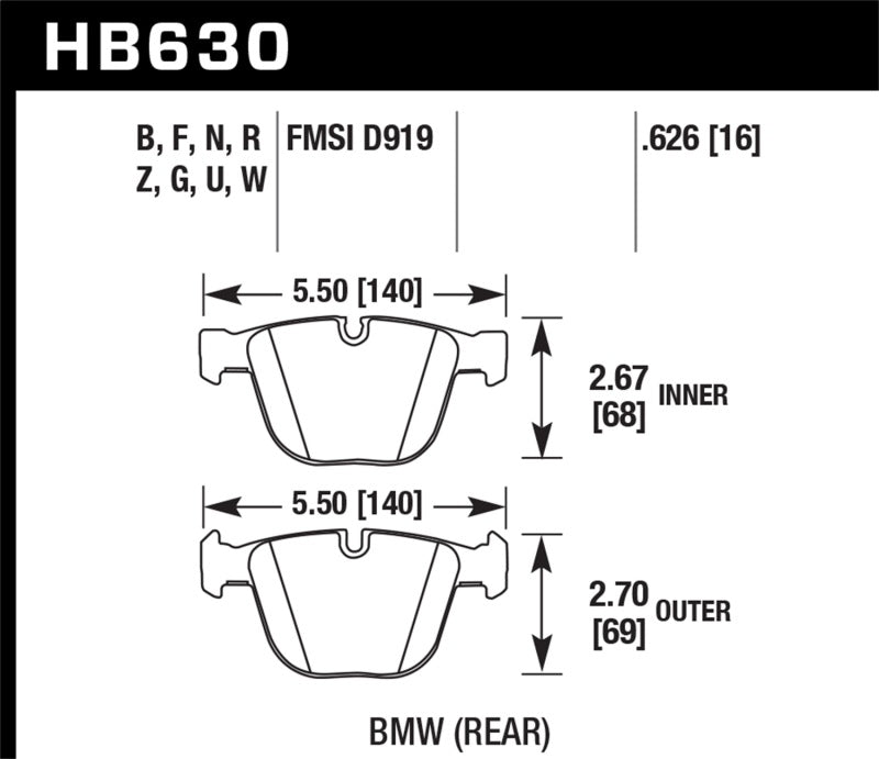 Hawk 06-10 BMW M5/M6 DC60 Rear Brake Pads