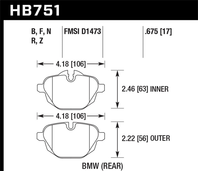 Hawk 2015 BMW 428i Gran Coupe / 11-16 535i / 11-16 X3/X4 HPS 5.0 Rear Brake Pads