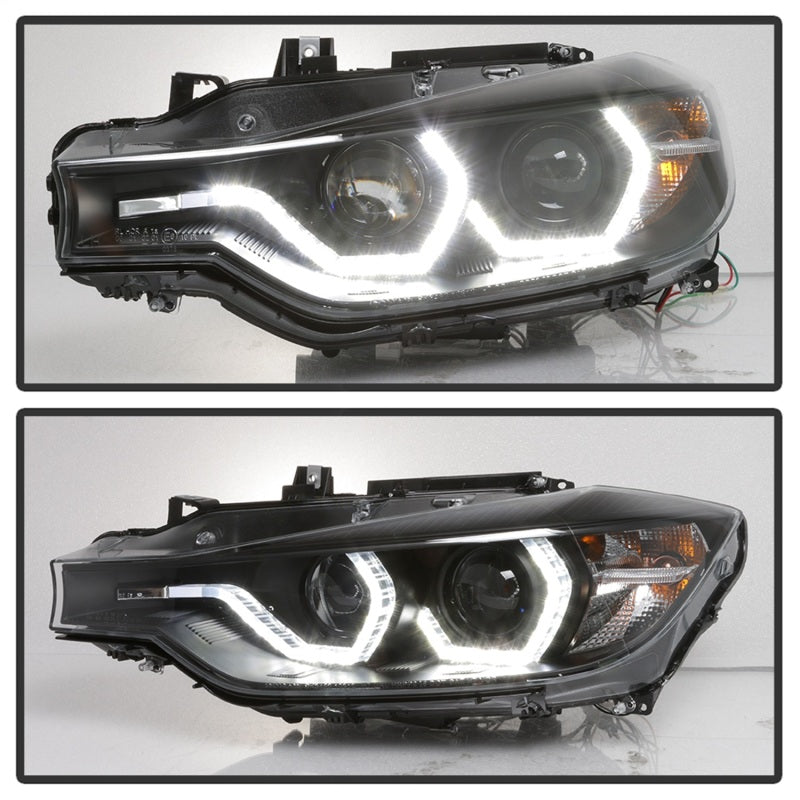 Spyder 12-14 BMW F30 3 Series 4DR Projector Headlights - LED DRL - Black (PRO-YD-BMWF3012-DRL-BK)