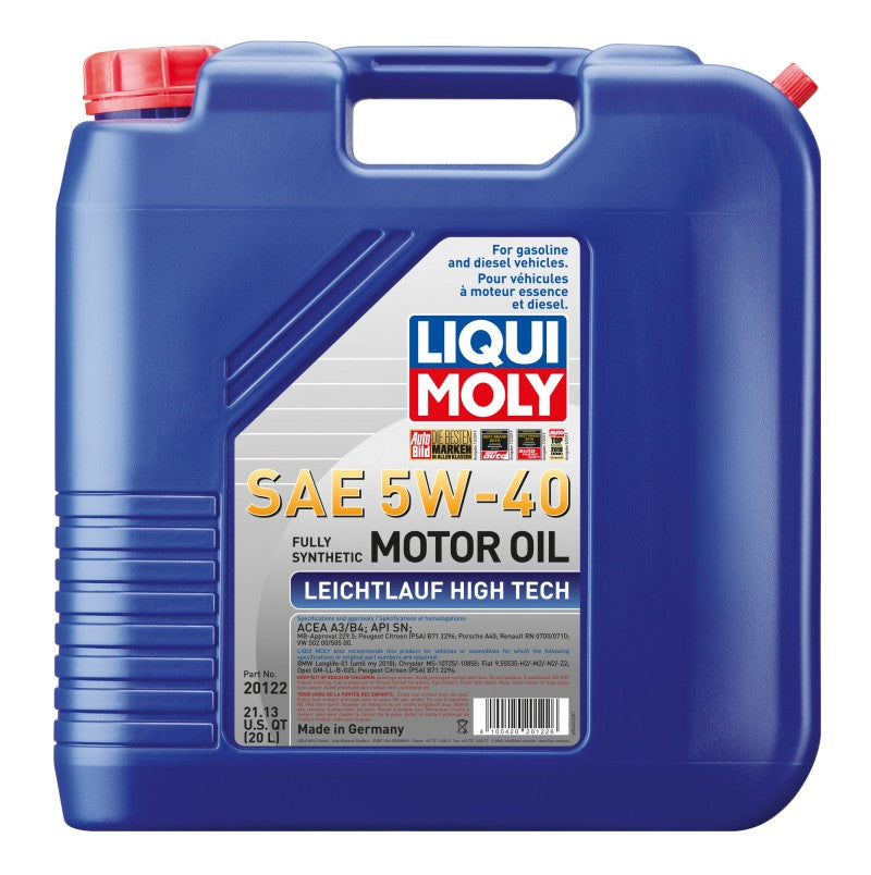 LIQUI MOLY 20L Leichtlauf (Low Friction) High Tech Motor Oil SAE 5W40