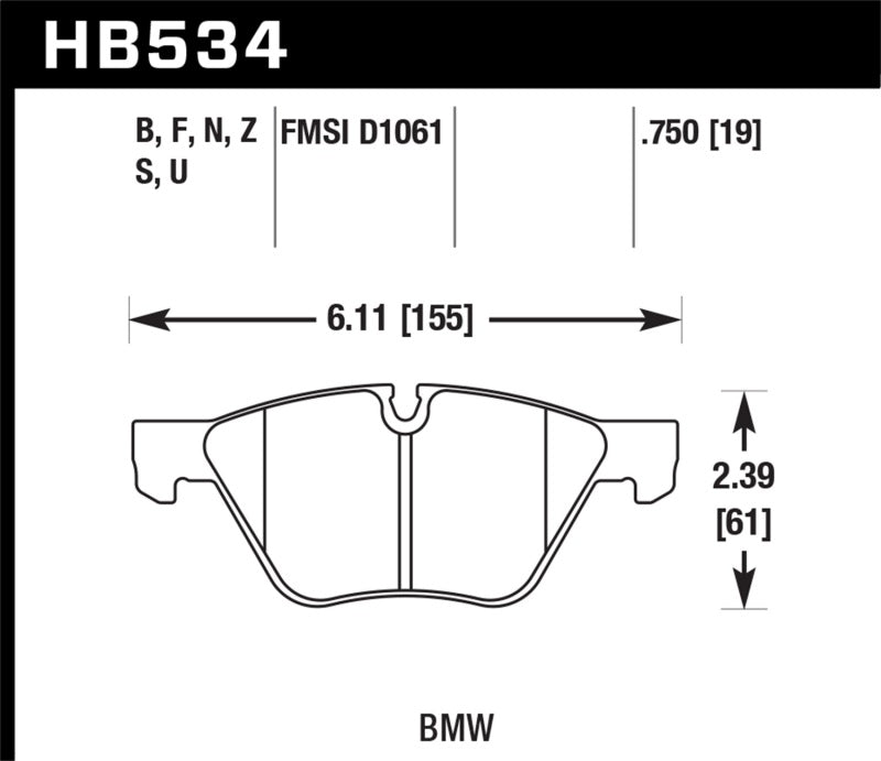 Hawk 09-11 BMW Z4 / 04-05 525I / 08-11 128I / 06 325I/325XI / 07 328I/328XI HPS Street Front Brake P