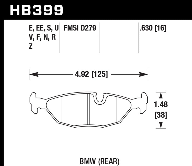 Hawk 91 BMW 318i E30 All DTC-70 Rear Brake Pads