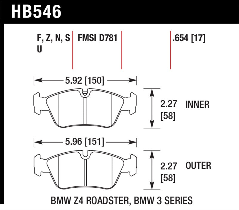 Hawk DTC-70 Brake Pads 98-02 BMW Z3/03-08 BMW Z4