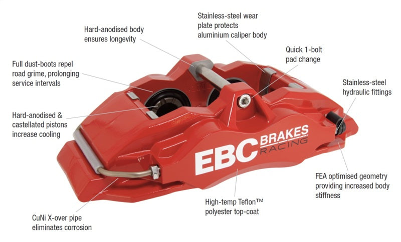 EBC Racing 92-00 BMW M3 (E36) Front Right Apollo-4 Yellow Caliper (for 355mm Rotor)