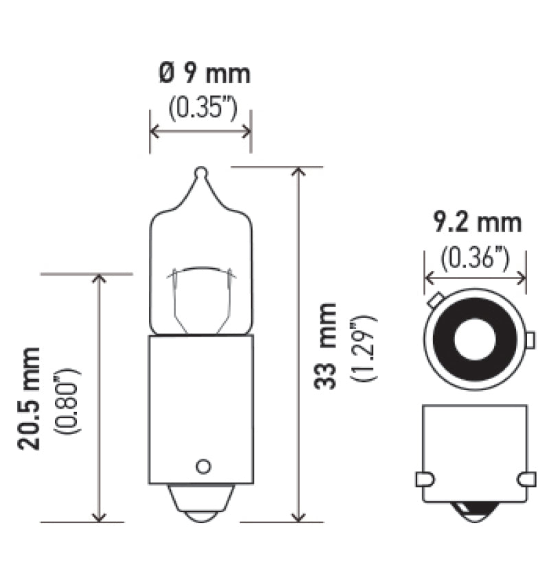 Hella Bulb H6W 12V 6W BAX9s T2.75