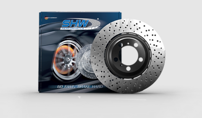 SHW 05-06 BMW M3 3.2L Right Front Cross-Drilled Lightweight Brake Rotor (34112282446)