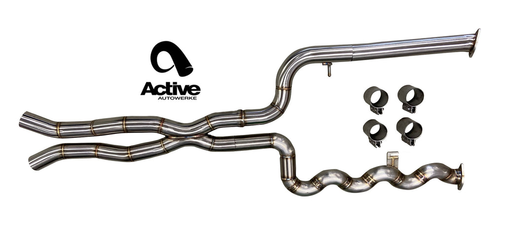 Active Autowerke G80/G82 M3/M4 Signature Equal Length mid-pipe (US Patent 11248511, patent pending in UK and EU) with G-brace and $90 fixed price shipping in lower 48 states