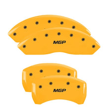 Load image into Gallery viewer, MGP 4 Caliper Covers Engraved Front &amp; Rear MGP Yellow Finish Black Characters 2006 BMW 325I