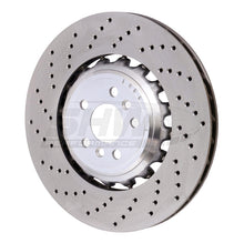 Load image into Gallery viewer, SHW 18-21 BMW M5 4.4L Left Rear Cross-Drilled Lightweight Brake Rotor (34217991103)