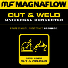 Load image into Gallery viewer, MagnaFlow Conv Univ 2in Inlet/Outlet Ctr/Ctr Round 9in Body L x 5.125in W x 13in Overall L 49 State