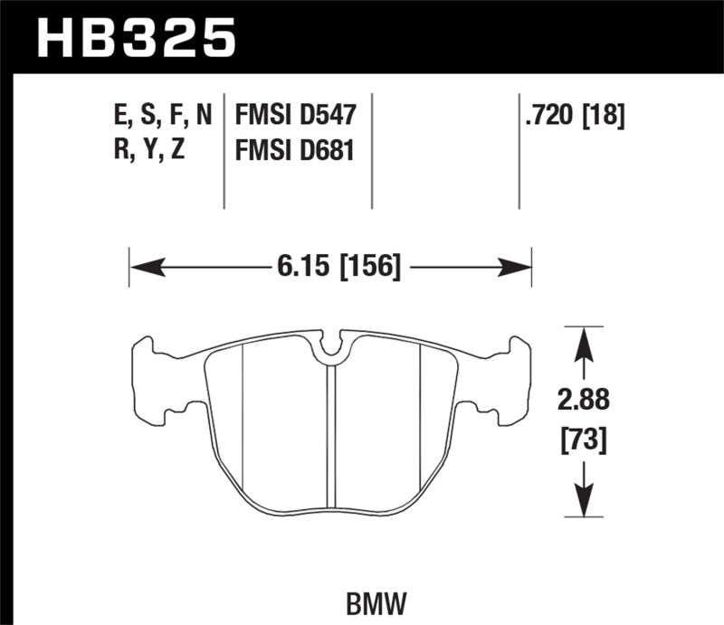 Hawk 04-06 BMW X5 3.0i/4.4i HPS 5.0 Street Front Brake Pads