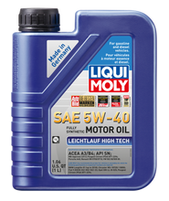 Load image into Gallery viewer, LIQUI MOLY 1L Leichtlauf (Low Friction) High Tech Motor Oil SAE 5W40