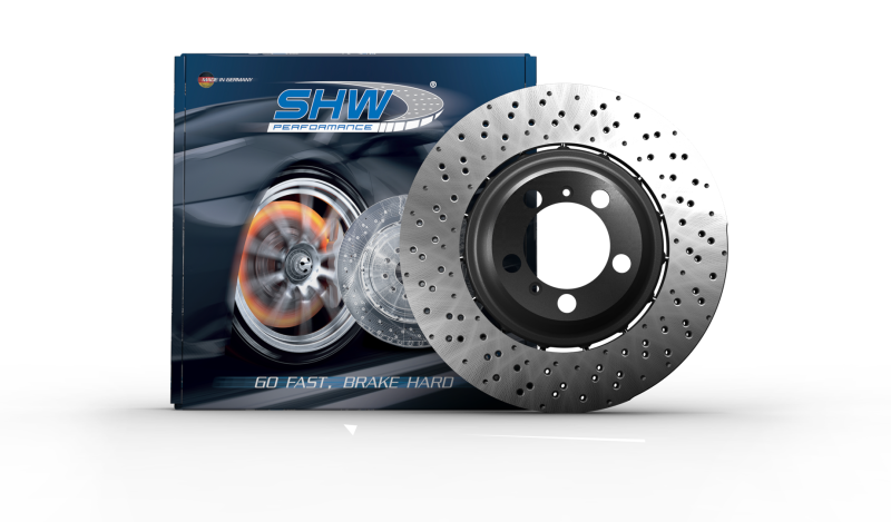 SHW 19-21 BMW M2 Competition 3.0L Left Rear Cross-Drilled Lightweight Brake Rotor (34118072019)