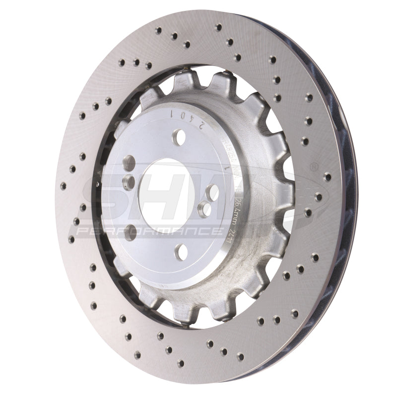 SHW 19-21 BMW M2 Competition 3.0L Right Rear Cross-Drilled Lightweight Brake Rotor (34118072020)