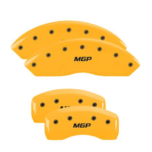 Load image into Gallery viewer, MGP 4 Caliper Covers Engraved Front &amp; Rear MGP Yellow Finish Black Characters 2005 BMW 525I